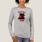 Catacula Black Vampire Cat Halloween Tri-Blend Shirt (Voorkant)