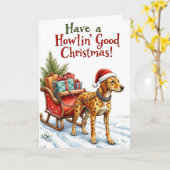 Catahoula Leopard Dog Feestelijke Vakantie Pun Kaart (Gele Bloem)