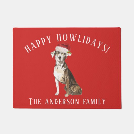 Catahoula Leopard Dog Kerstmis Deurmat (Voorkant)