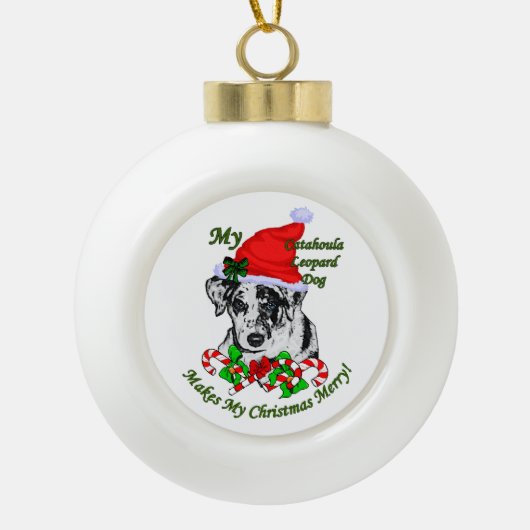 Catahoula Leopard Dog Kerstmis Keramische Bal Ornament (Voorkant)