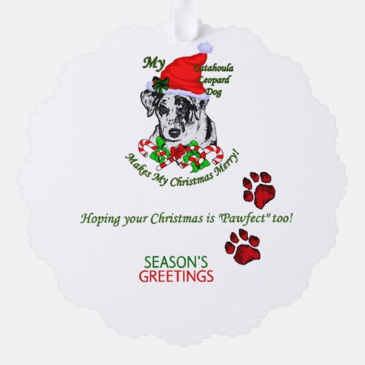 Catahoula Leopard Dog Kerstmis Ornament Kaart (Achterkant)