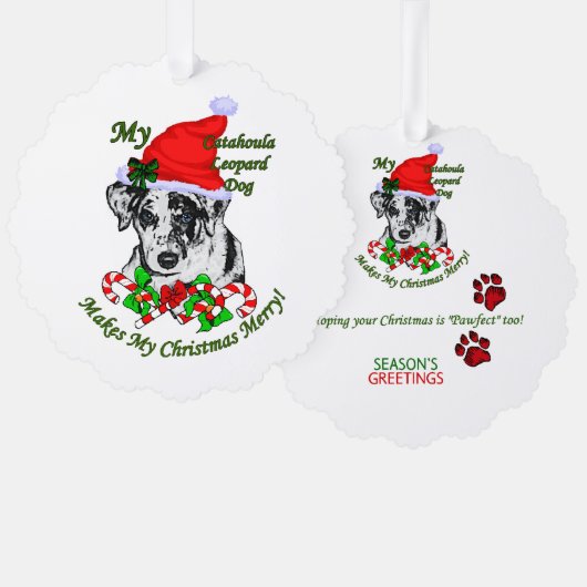 Catahoula Leopard Dog Kerstmis Ornament Kaart (Voorkant / Achterkant)