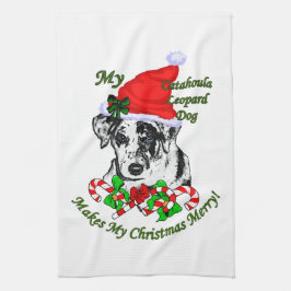 Catahoula Leopard Dog Kerstmis Theedoek