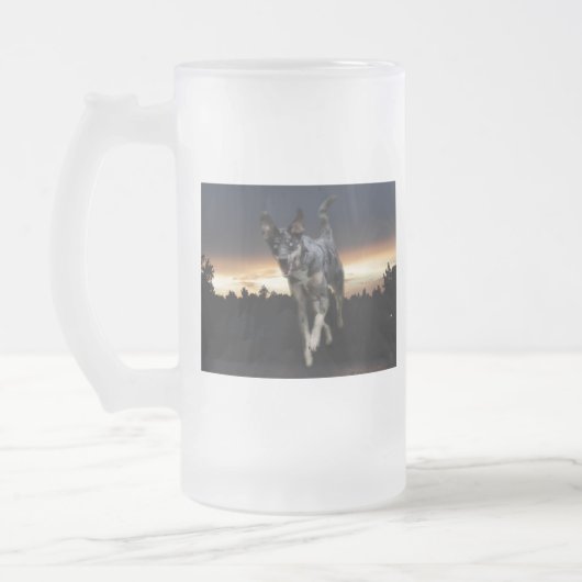 Catahoula Leopard Dog op zonsondergang Matglas Bierpul (Links)