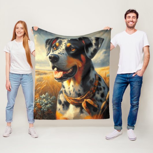 Catahoula Leopard Dog Painting Fleece Deken (In situ)
