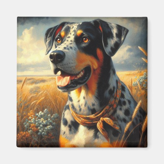  Catahoula Leopard Dog Painting Magneet (Voorkant)