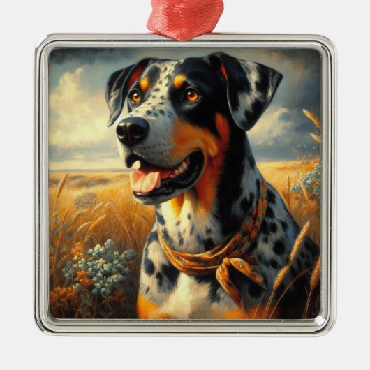  Catahoula Leopard Dog Painting Metalen Ornament (Voorkant)