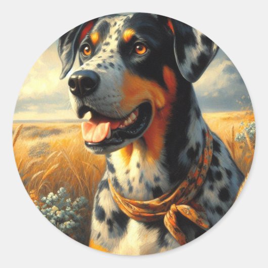  Catahoula Leopard Dog Painting Ronde Sticker (Voorkant)