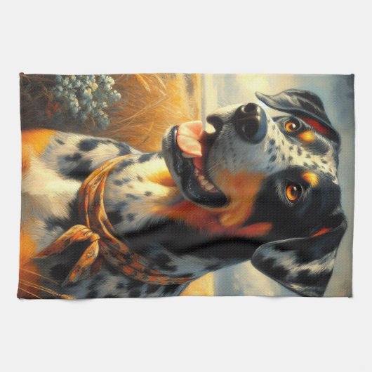  Catahoula Leopard Dog Painting Theedoek (Horizontaal)