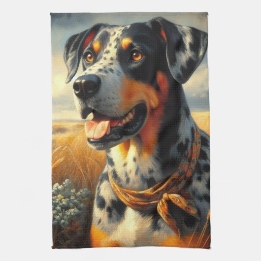  Catahoula Leopard Dog Painting Theedoek (Verticaal)