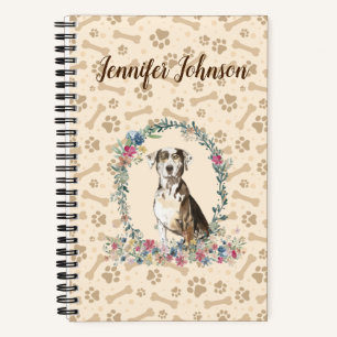 Catahoula Leopard Dog Paw Print & Floral Cute Notitieboek