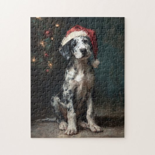 Catahoula Leopard Dog Puppy Christmas Painting Legpuzzel (Verticaal)