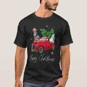 Catahoula Leopard Dog Riding Red Truck T-shirt (Voorkant)
