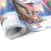 Catahoula Leopard Dog Rustic Barn Christmas Art Cadeaupapier (Rol Hoek)