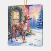 Catahoula Leopard Dog Rustic Barn Christmas Art Keramisch Ornament (Links)