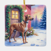 Catahoula Leopard Dog Rustic Barn Christmas Art Keramisch Ornament (Voorkant)