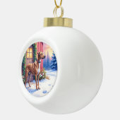 Catahoula Leopard Dog Rustic Barn Christmas Art Keramische Bal Ornament (Rechts)