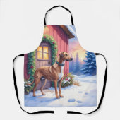 Catahoula Leopard Dog Rustic Barn Christmas Art Schort (Voorkant)