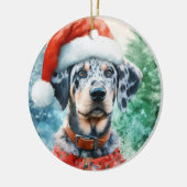 Catahoula Leopard Dog Waterverf Kerstmis Keramisch Ornament (Links)