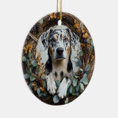 Catahoula Leopard Dog Wreath Keramisch Ornament (Rechts)