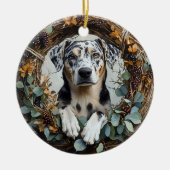 Catahoula Leopard Dog Wreath Keramisch Ornament (Voorkant)