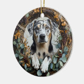 Catahoula Leopard Dog Wreath Keramisch Ornament (Links)