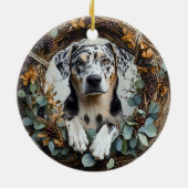 Catahoula Leopard Dog Wreath Keramisch Ornament (Achterkant)