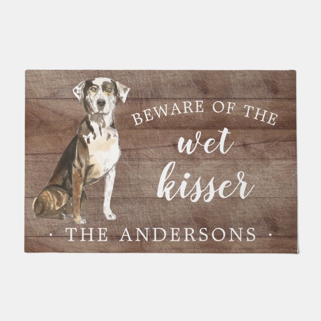 Catahoula Leopard Hond Gepersonaliseerde Deurmat (Voorkant)