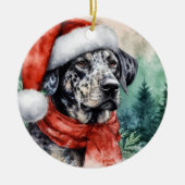 Catahoula Leopard Hound Waterverf Kerstmis Keramisch Ornament (Voorkant)