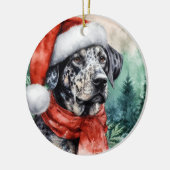 Catahoula Leopard Hound Waterverf Kerstmis Keramisch Ornament (Links)