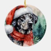 Catahoula Leopard Hound Waterverf Kerstmis Keramisch Ornament (Achterkant)