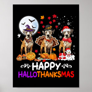 Catahoula Luipaard Hond Kerstmis Hallothankmas dan Poster