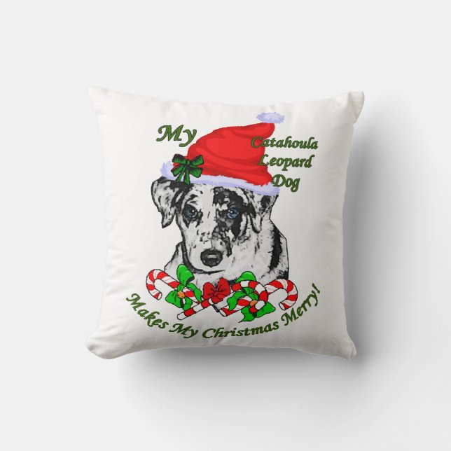 Catahoula Luipaard Hond Kerstmis Kussen (Voorkant)