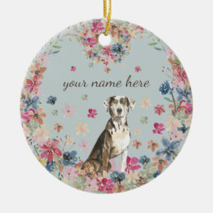 Catahoula Luipaard Hond Puppy bloemenprint Keramisch Ornament