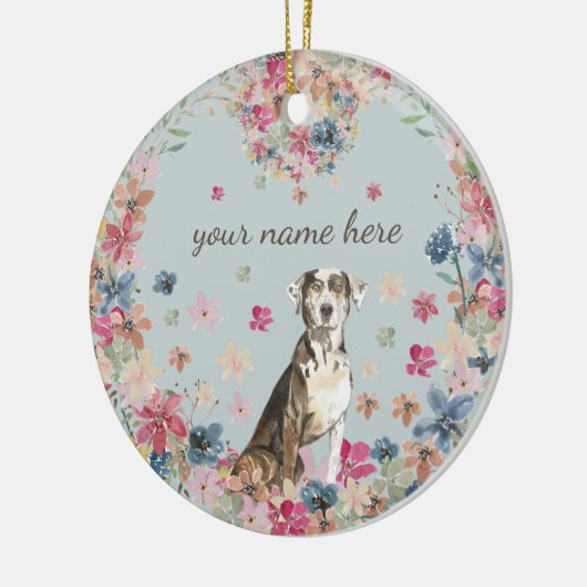 Catahoula Luipaard Hond Puppy bloemenprint Keramisch Ornament (Links)
