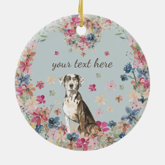 Catahoula Luipaard Hond Puppy bloemenprint Keramisch Ornament (Achterkant)
