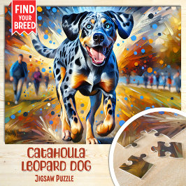 Catahoula Luipaardhond Portret Acryl Kunstprint Legpuzzel