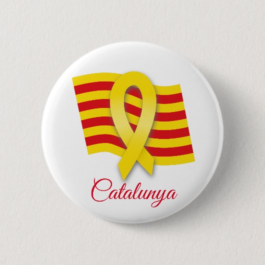Catalaans lint en vlag ronde button 5,7 cm (Voorkant)