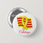 Catalaans lint en vlag ronde button 5,7 cm (Voorkant /achterkant)