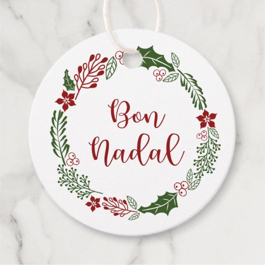Catalaans Prettig Kerstmis, Bon Nadal, Gepersonali Bedankjes Labels (Voorkant)