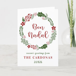 Catalaans Vrolijk Kerstfeest, Bon Nadal, Aangepast Feestdagen Kaart