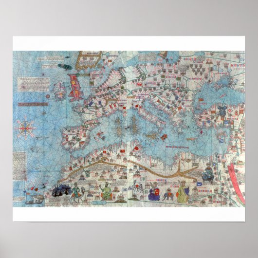 Catalaanse atlas: Detail of North Africa and Europ Poster (Voorkant)