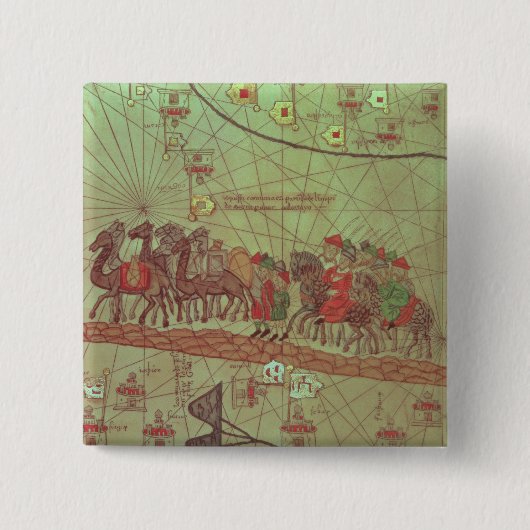 Catalaanse atlas, met details vierkante button 5,1 cm (Voorkant)