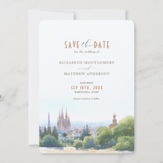 Catalaanse Charm Barcelona Save-the-Date Uitnodigi Kaart (Voorkant)