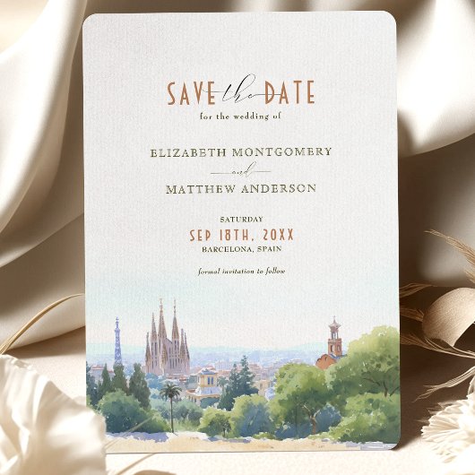 Catalaanse Charm Barcelona Save-the-Date Uitnodigi Kaart