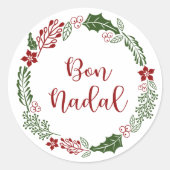 Catalaanse Kerstkrans, Bon Nadal Ronde Sticker (Voorkant)
