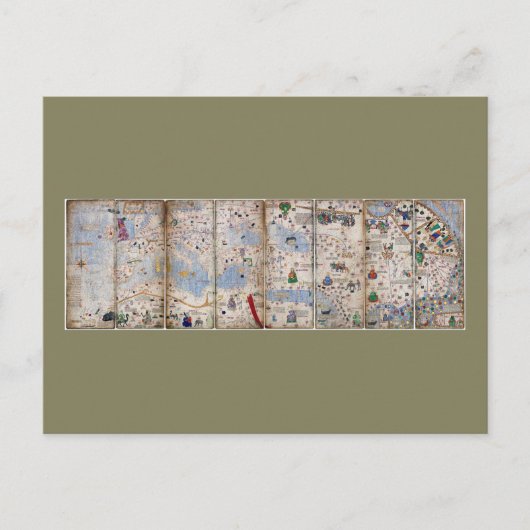 Catalaanse panellaatlas van Abraham Cresques (1375 Briefkaart (Voorkant)