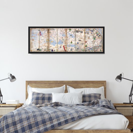 Catalaanse panellaatlas van Abraham Cresques (1375 Canvas Afdruk (Insitu (Slaapkamer))