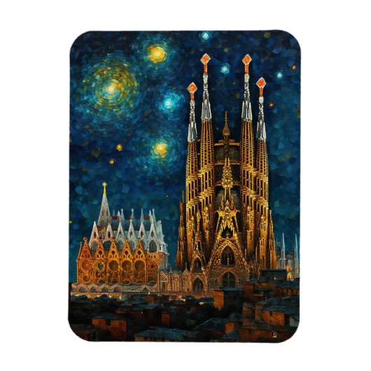 Catalaanse sterrenhemel | Gaudí ontmoet Van Gogh Magneet (Verticaal)