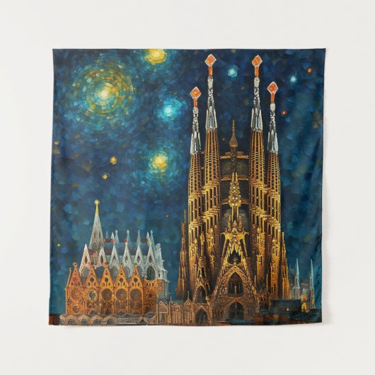 Catalaanse sterrenhemel | Gaudí ontmoet Van Gogh Wandkleed (Voorkant)